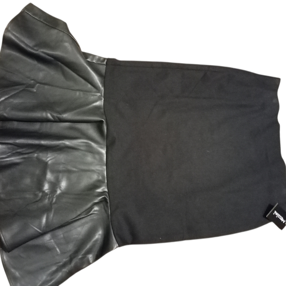 Messini Black Faux Leather Ruffled Hem Skirt, Size L, NWT - Picture 4 of 5